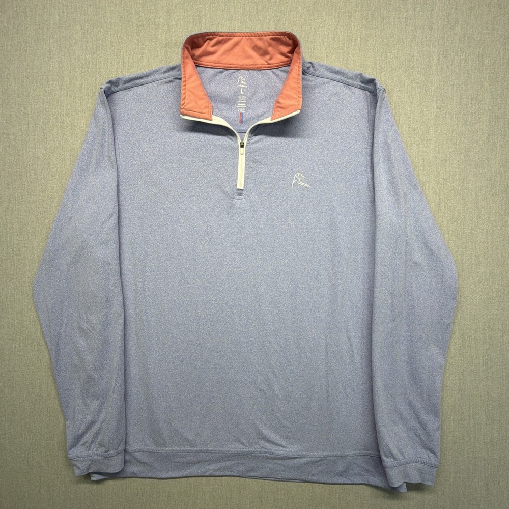 Rhoback Quarter Zip Mens L Blue Performance Long Sleeve 1/4 Zip Golf Pullover